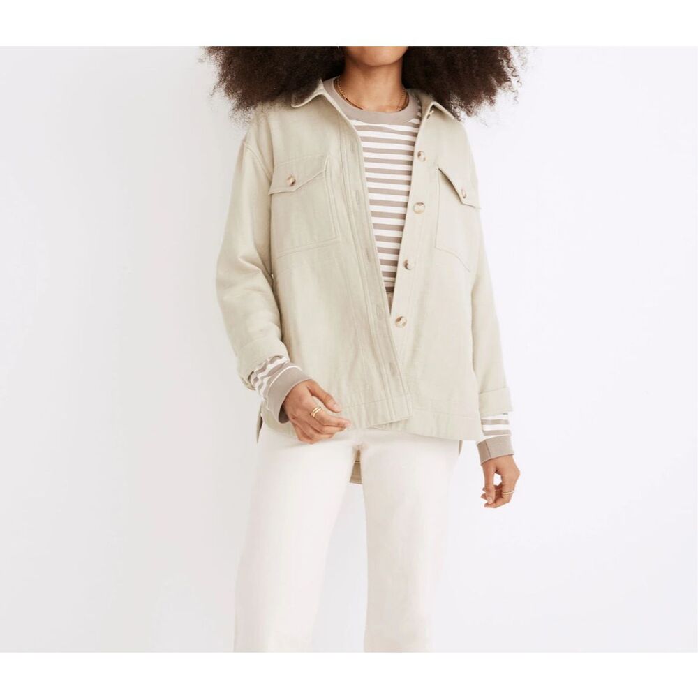 Madewell $88 Waffleback Branner Shacket Faded Seagrass Womens XL NWOT
